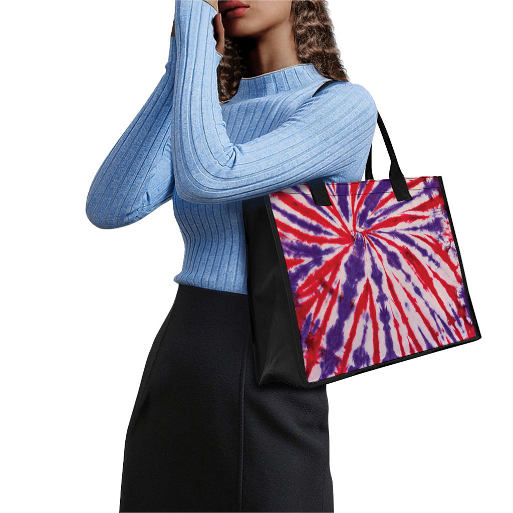 Purple And Red Spider Tie Dye Print Canvas Tote Bag