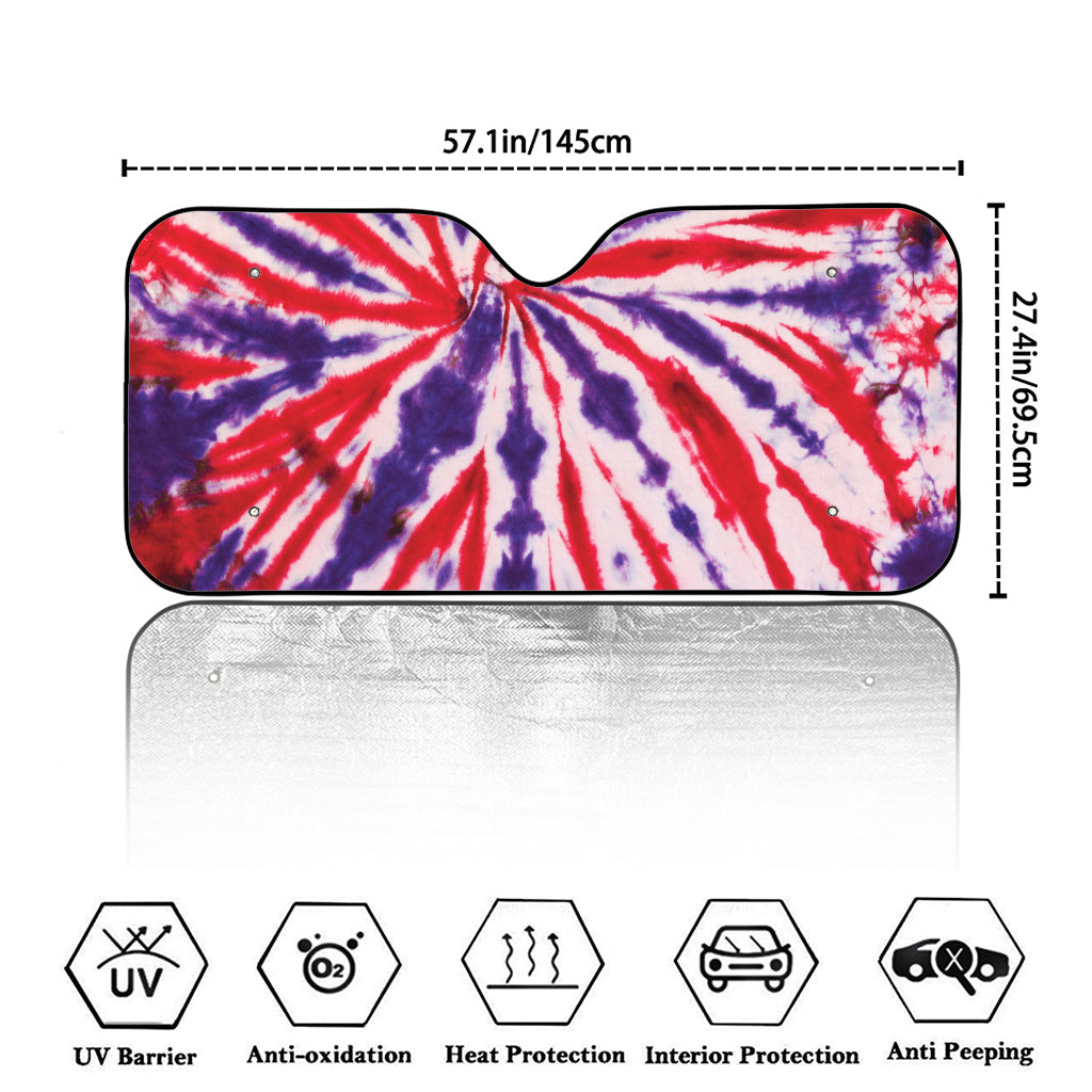 Purple And Red Spider Tie Dye Print Car Windshield Sun Shade