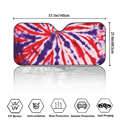 Purple And Red Spider Tie Dye Print Car Windshield Sun Shade