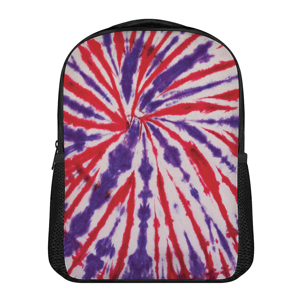 Purple And Red Spider Tie Dye Print Casual Backpack