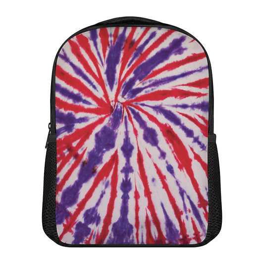 Purple And Red Spider Tie Dye Print Casual Backpack