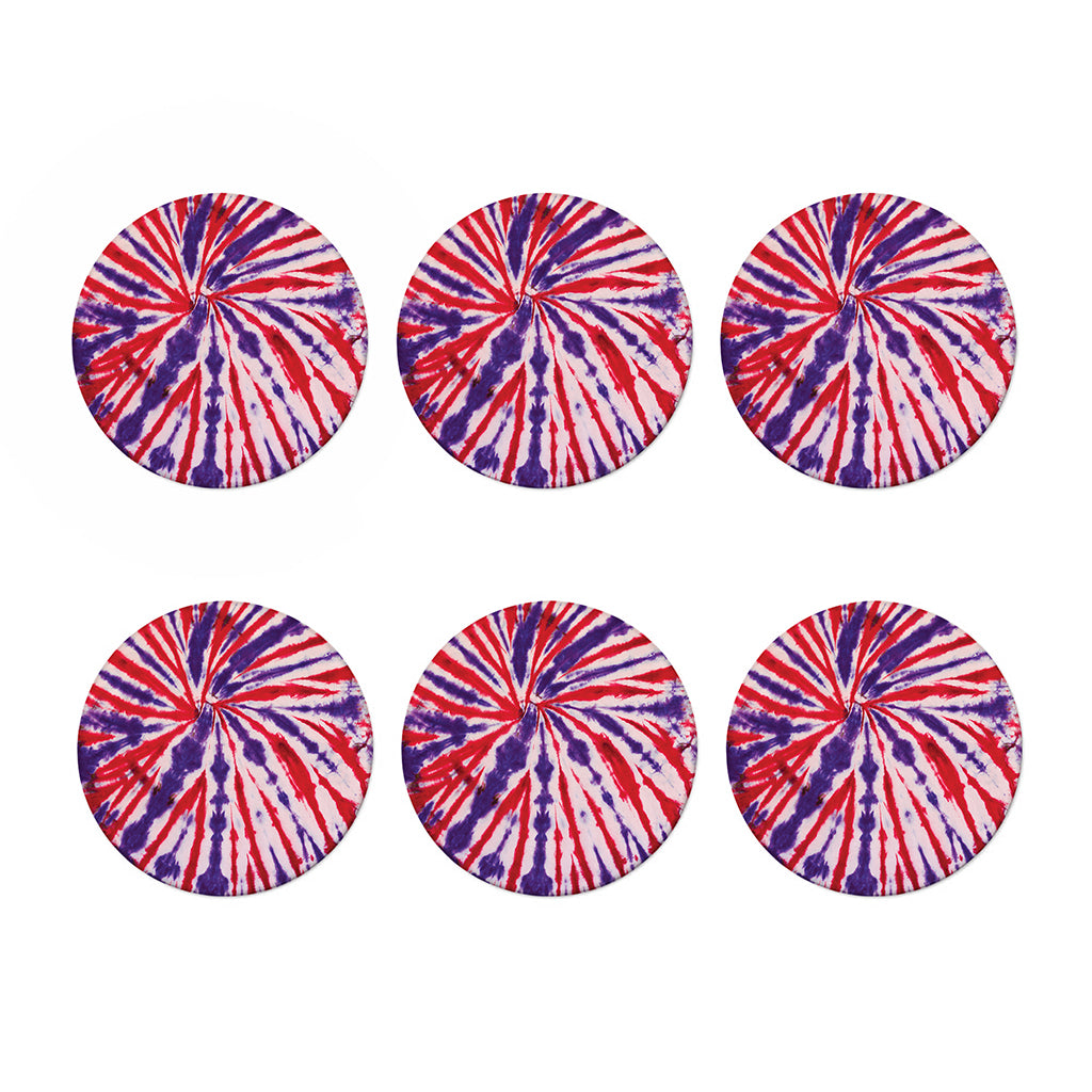 Purple And Red Spider Tie Dye Print Coaster Set