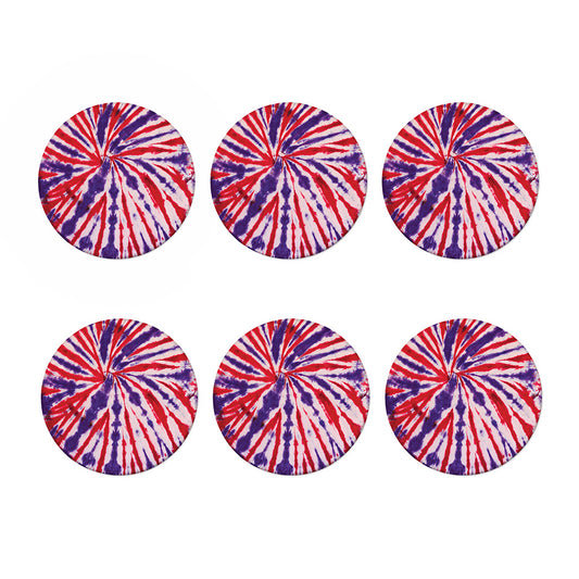 Purple And Red Spider Tie Dye Print Coaster Set