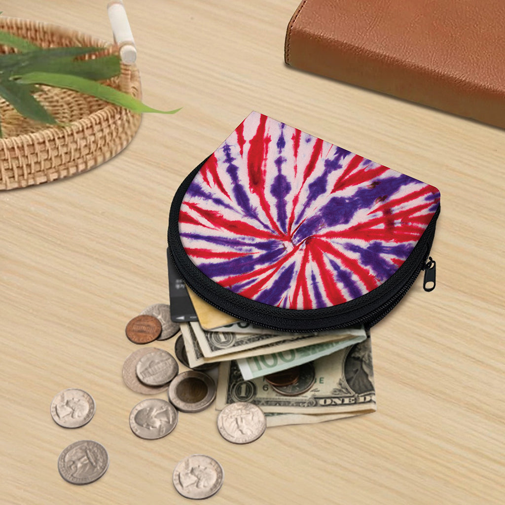 Purple And Red Spider Tie Dye Print Coin Purse