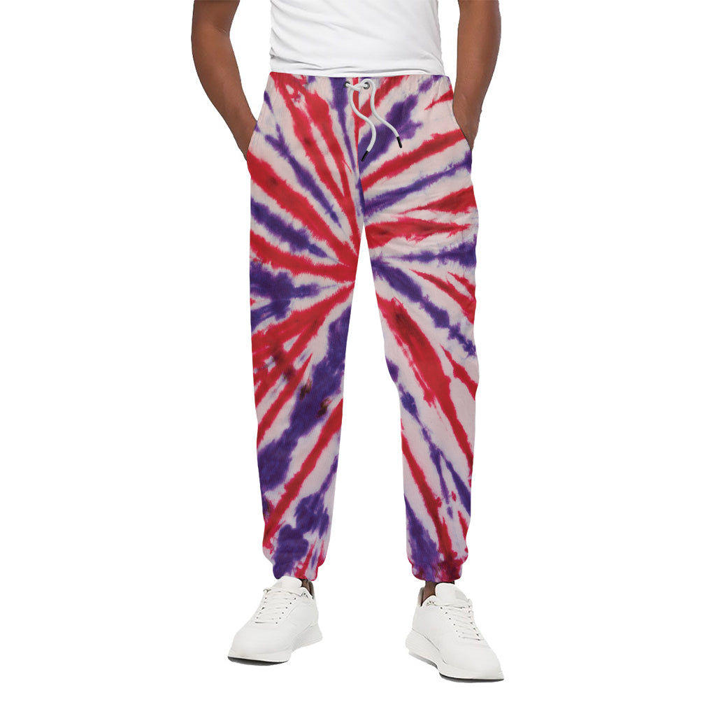 Purple And Red Spider Tie Dye Print Cotton Pants