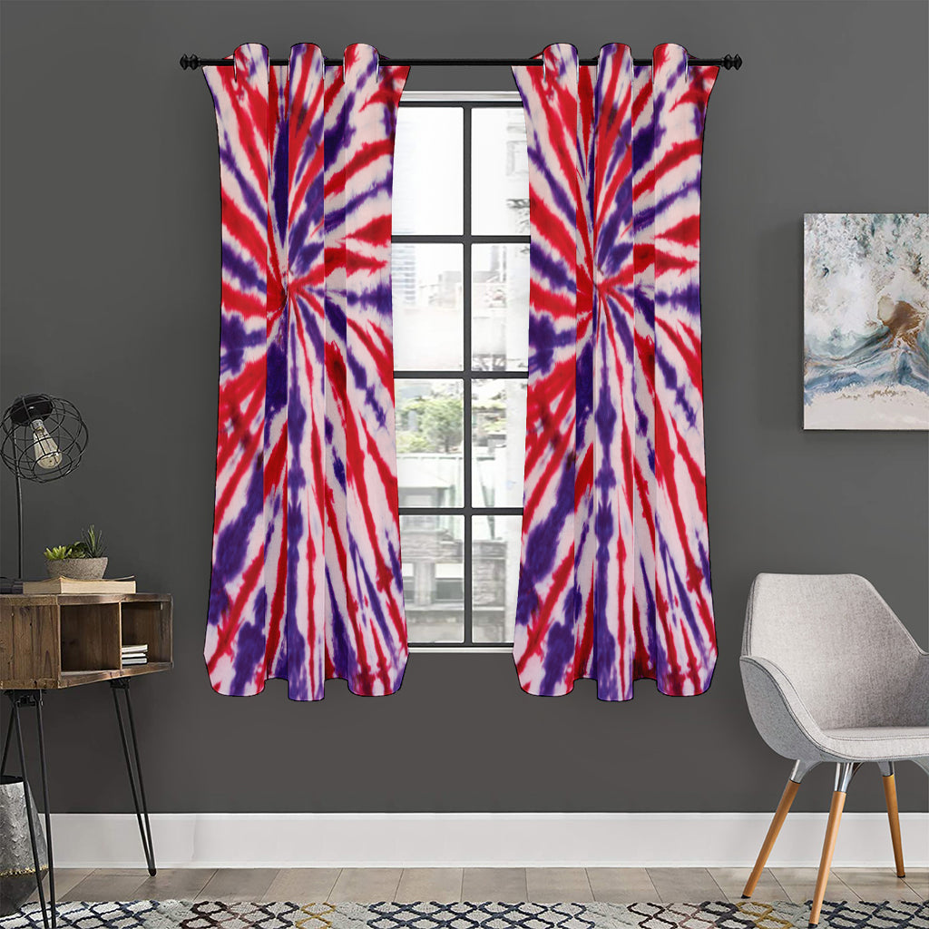 Purple And Red Spider Tie Dye Print Curtain