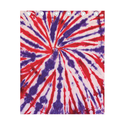 Purple And Red Spider Tie Dye Print Curtain