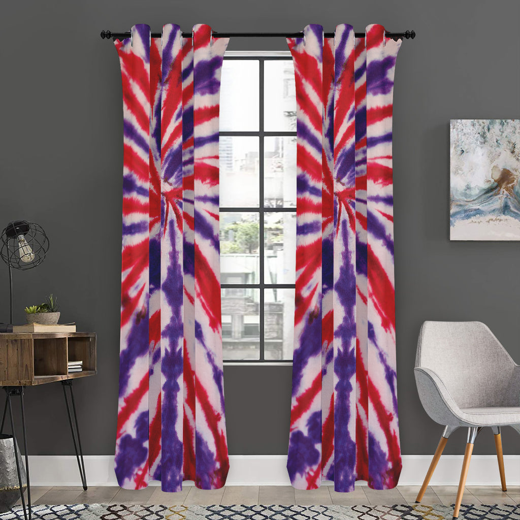 Purple And Red Spider Tie Dye Print Curtain