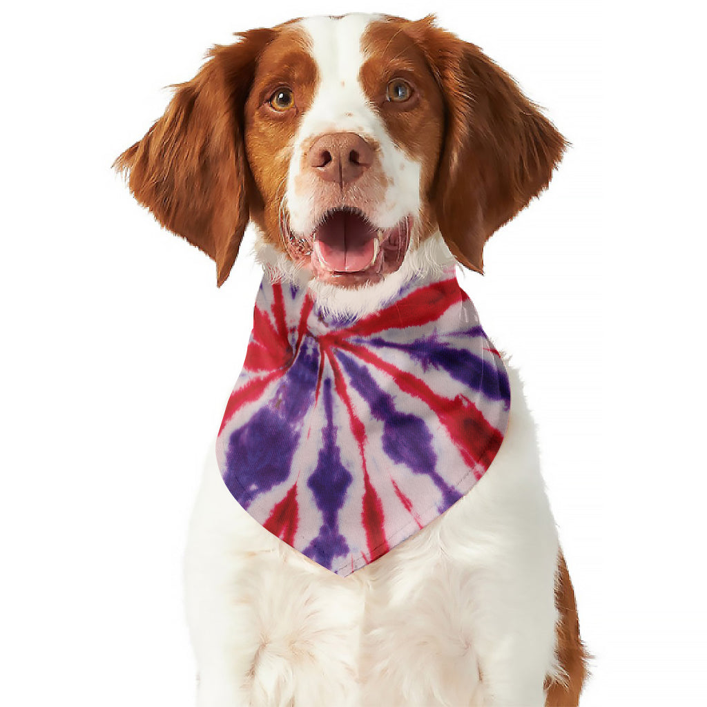 Purple And Red Spider Tie Dye Print Dog Bandana