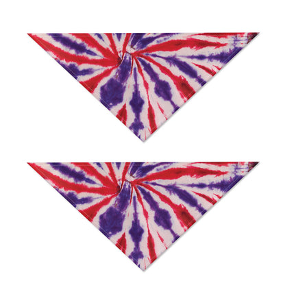 Purple And Red Spider Tie Dye Print Dog Bandana
