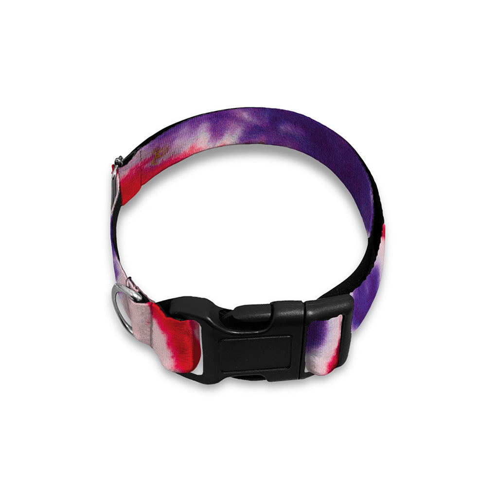 Purple And Red Spider Tie Dye Print Dog Collar