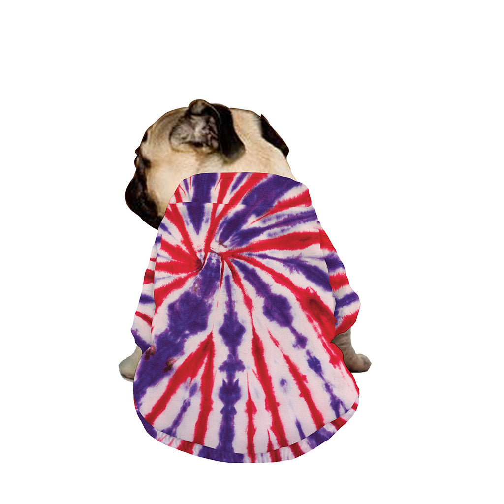 Purple And Red Spider Tie Dye Print Dog Zip Up Jacket