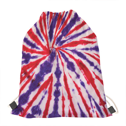 Purple And Red Spider Tie Dye Print Drawstring Bag