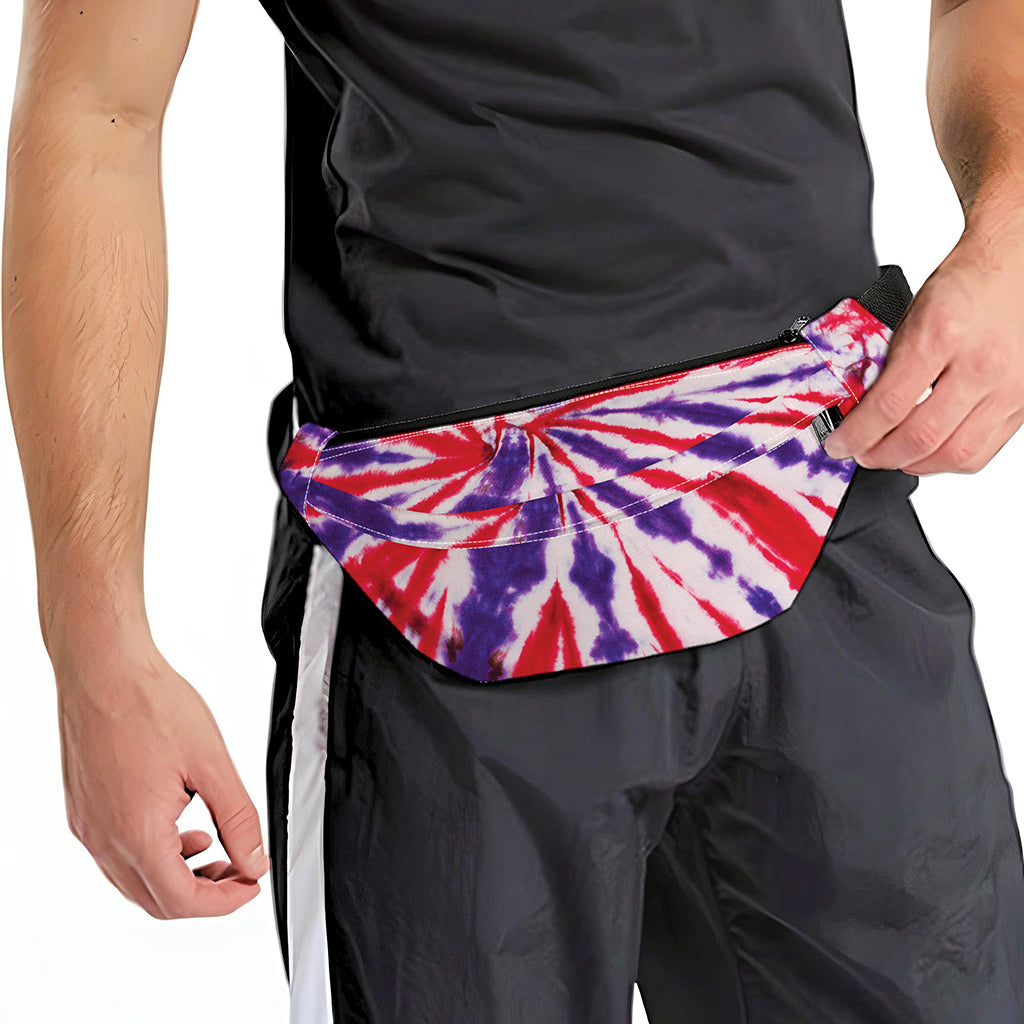 Purple And Red Spider Tie Dye Print Fanny Pack