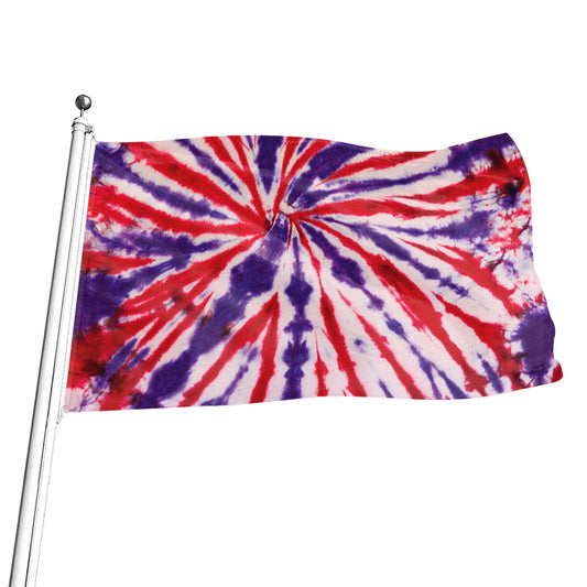 Purple And Red Spider Tie Dye Print Flag