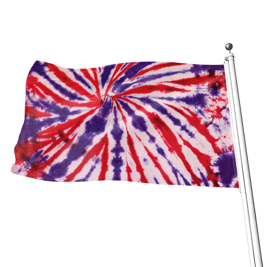Purple And Red Spider Tie Dye Print Flag