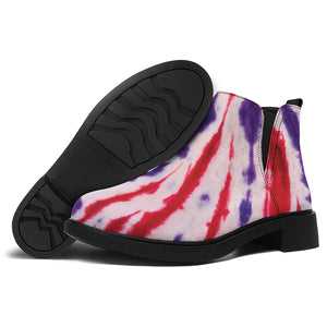 Purple And Red Spider Tie Dye Print Flat Ankle Boots