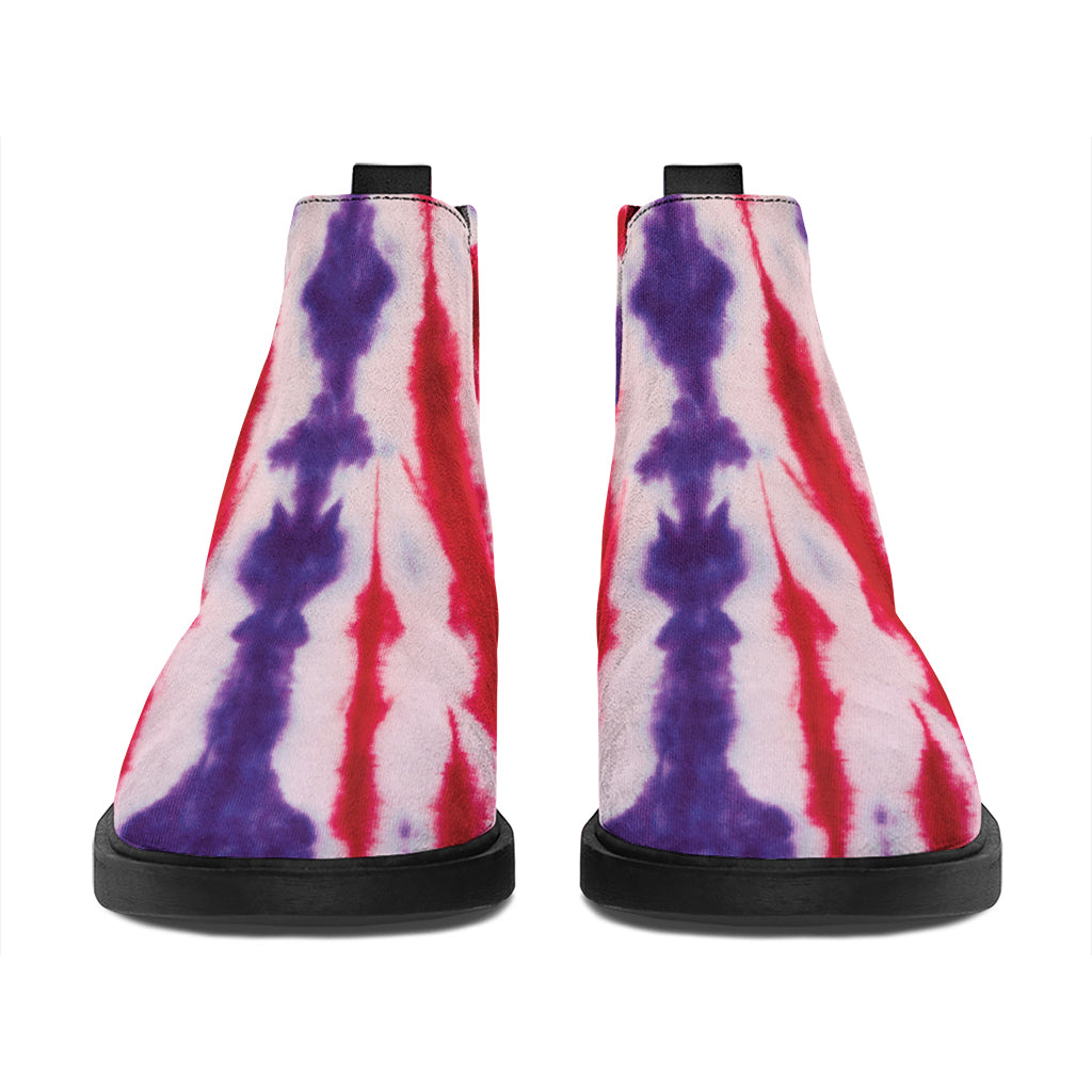 Purple And Red Spider Tie Dye Print Flat Ankle Boots