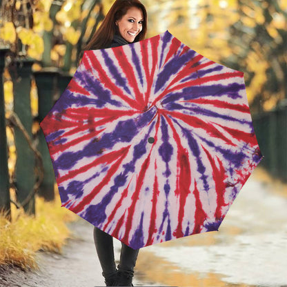 Purple And Red Spider Tie Dye Print Foldable Umbrella