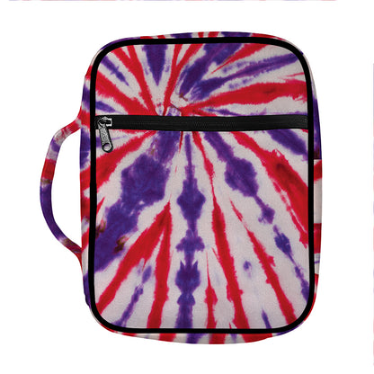 Purple And Red Spider Tie Dye Print Front Pocket Bible Bag