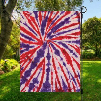 Purple And Red Spider Tie Dye Print Garden Flag