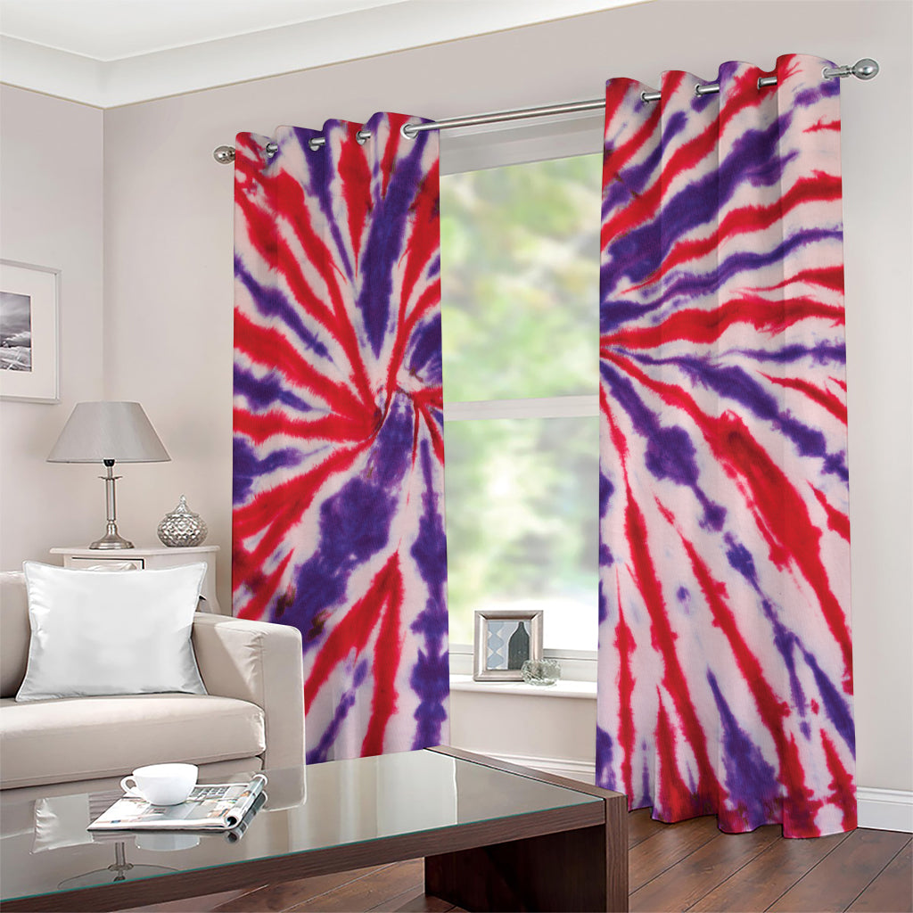 Purple And Red Spider Tie Dye Print Grommet Curtains