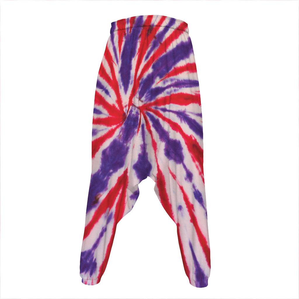 Purple And Red Spider Tie Dye Print Hammer Pants