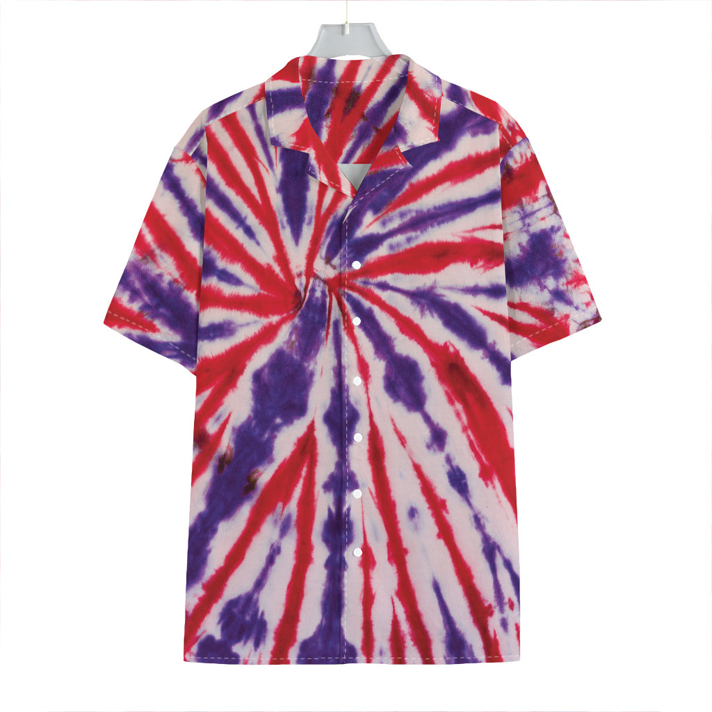 Purple And Red Spider Tie Dye Print Hawaiian Shirt