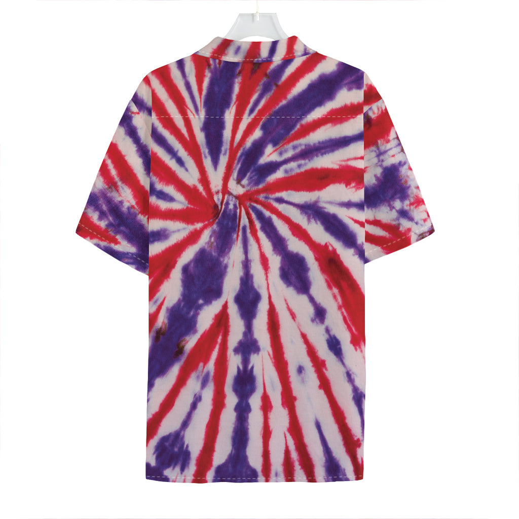 Purple And Red Spider Tie Dye Print Hawaiian Shirt