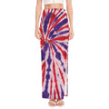 Purple And Red Spider Tie Dye Print High Slit Maxi Skirt
