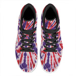 Purple And Red Spider Tie Dye Print High Top Leather Sneakers