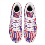 Purple And Red Spider Tie Dye Print High Top Leather Sneakers