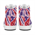 Purple And Red Spider Tie Dye Print High Top Leather Sneakers