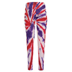 Purple And Red Spider Tie Dye Print High-Waisted Pocket Leggings