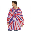 Purple And Red Spider Tie Dye Print Hoodie Blanket