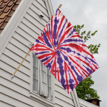 Purple And Red Spider Tie Dye Print House Flag