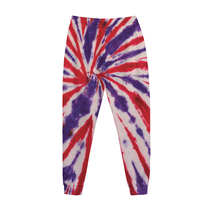 Purple And Red Spider Tie Dye Print Jogger Pants