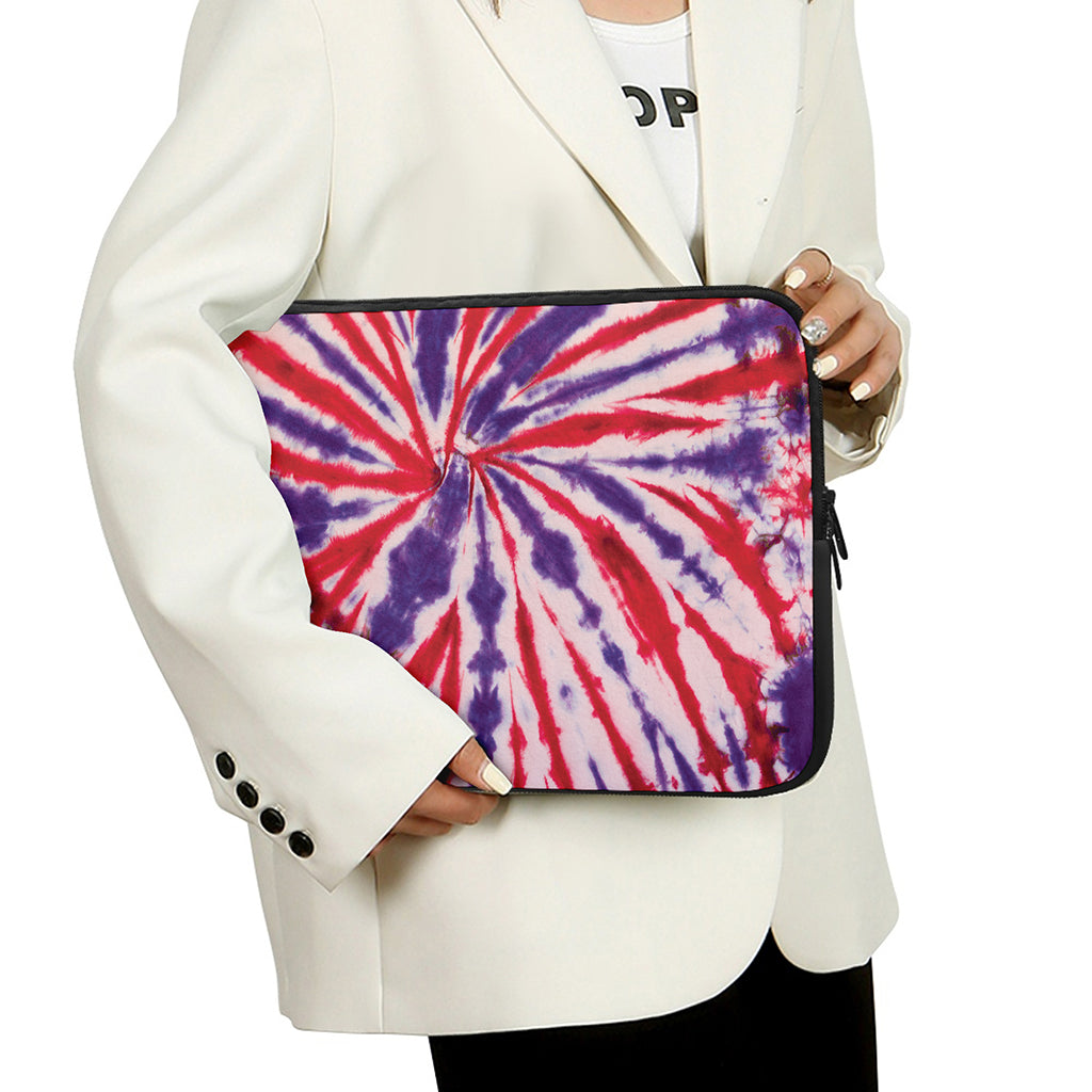 Purple And Red Spider Tie Dye Print Laptop Sleeve