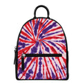 Purple And Red Spider Tie Dye Print Leather Backpack