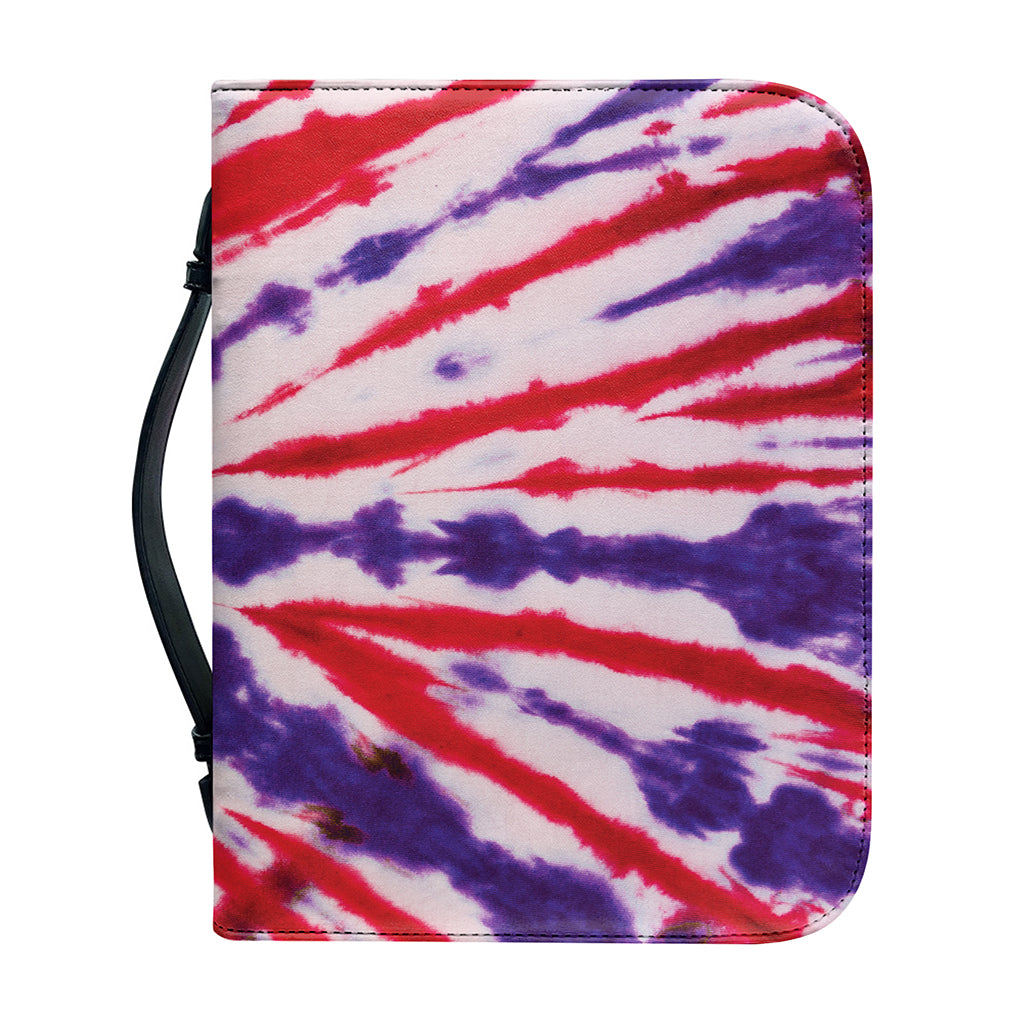 Purple And Red Spider Tie Dye Print Leather Bible Cover
