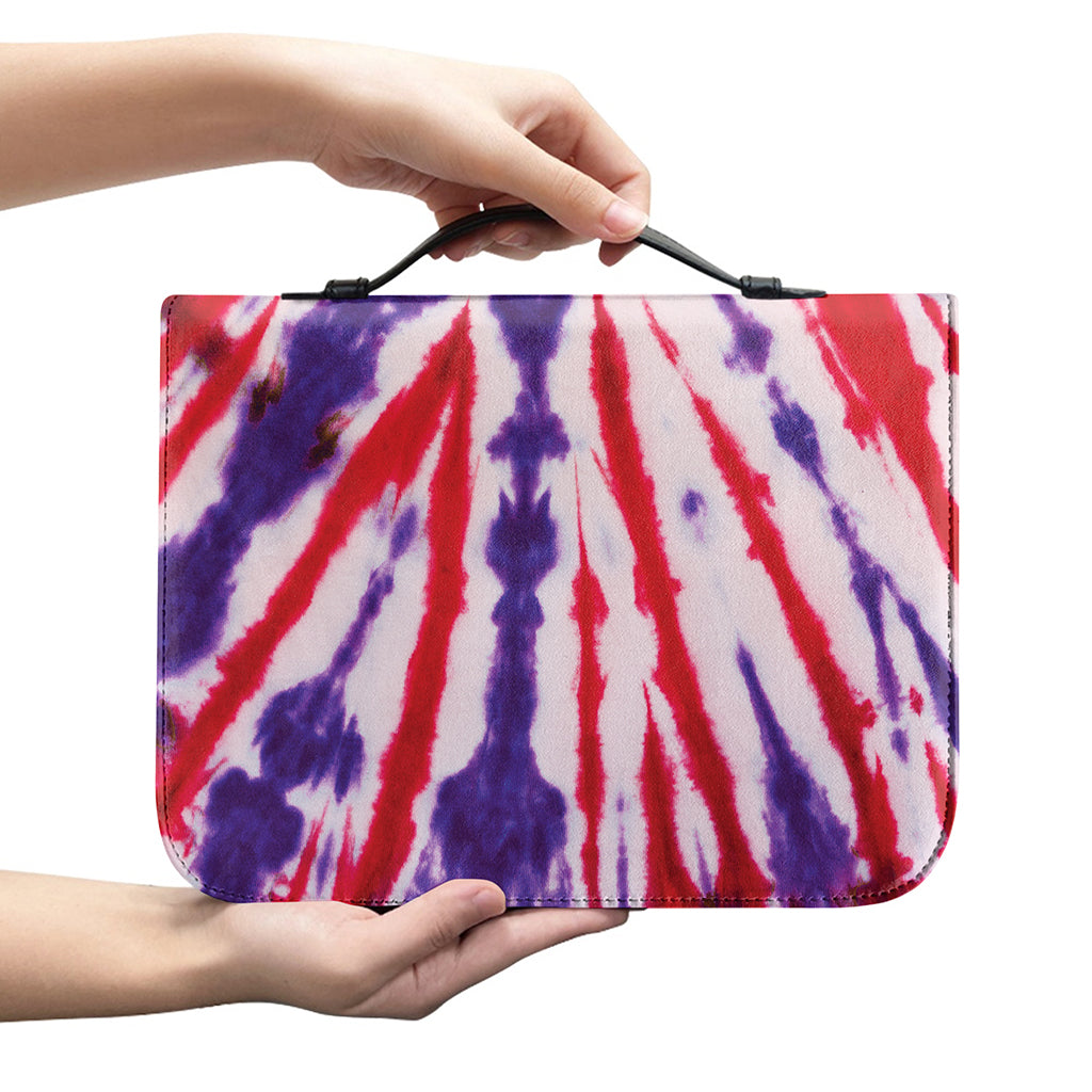 Purple And Red Spider Tie Dye Print Leather Bible Cover