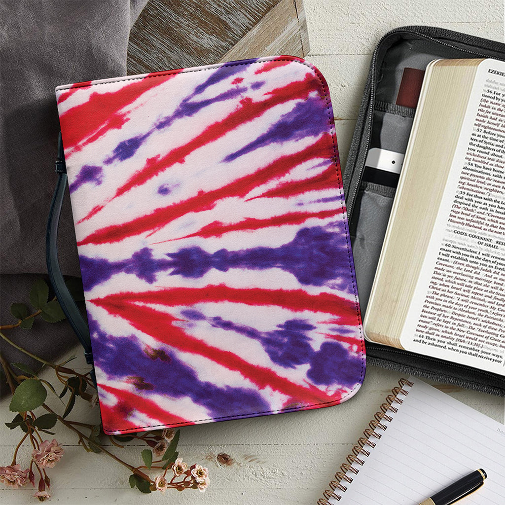 Purple And Red Spider Tie Dye Print Leather Bible Cover