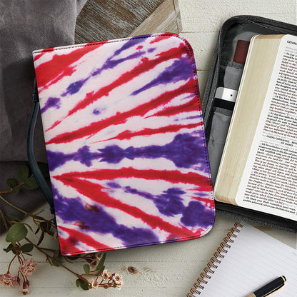 Purple And Red Spider Tie Dye Print Leather Bible Cover