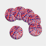 Purple And Red Spider Tie Dye Print Leather Coaster Set