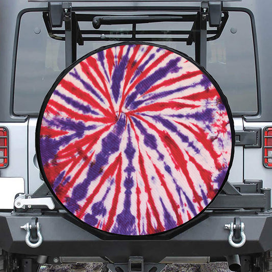 Purple And Red Spider Tie Dye Print Leather Spare Tire Cover