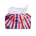 Purple And Red Spider Tie Dye Print Leather Tissue Box Cover
