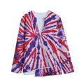 Purple And Red Spider Tie Dye Print Long Sleeve Short Coat