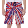 Purple And Red Spider Tie Dye Print Men's Beach Shorts