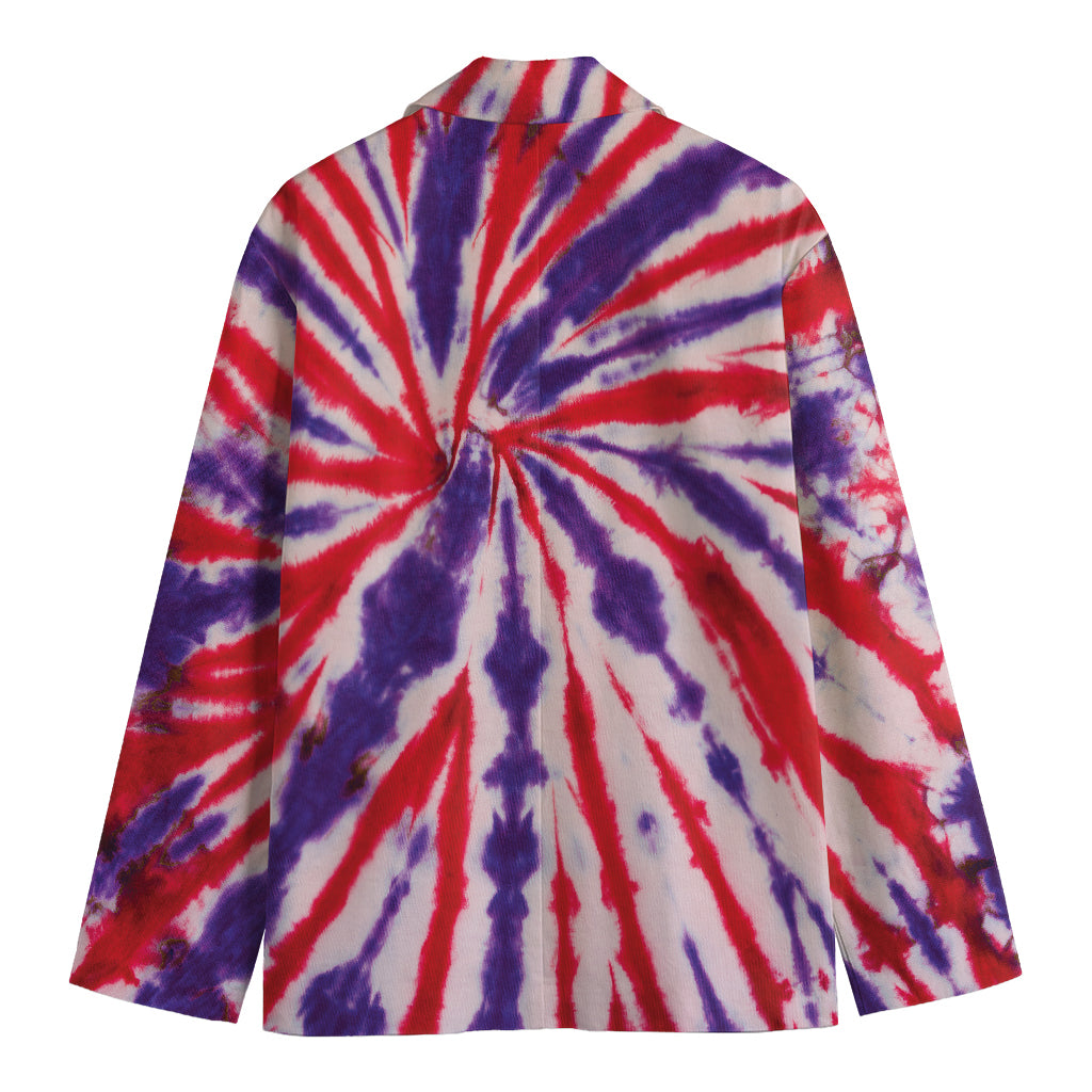 Purple And Red Spider Tie Dye Print Men's Blazer