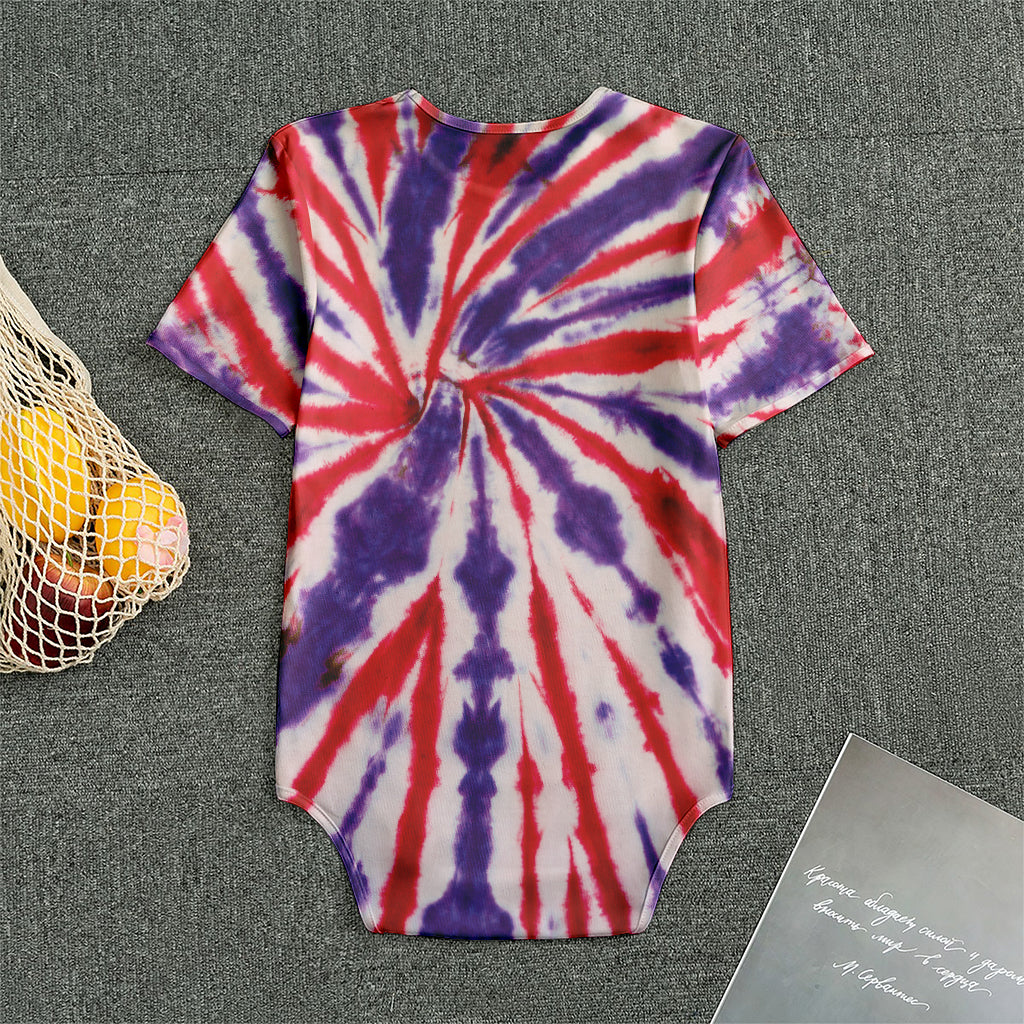 Purple And Red Spider Tie Dye Print Men's Bodysuit